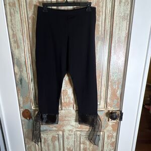 Pegasus Black Leggings M Sheer Ties At Ankles